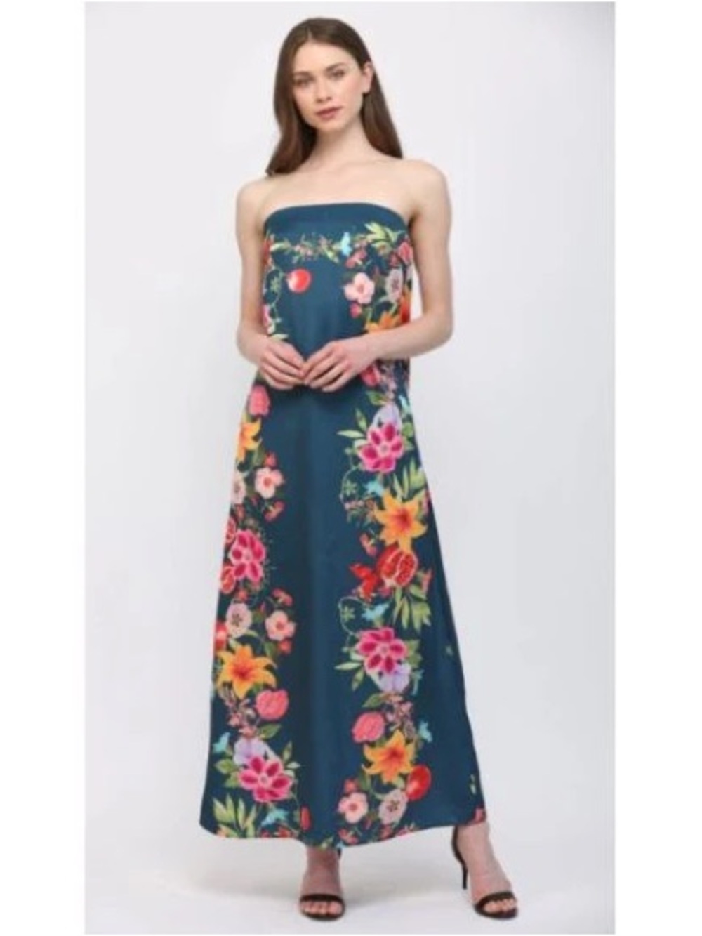 BRAND NEW WITH TAGS Navy Botanical Strapless Maxi Dress